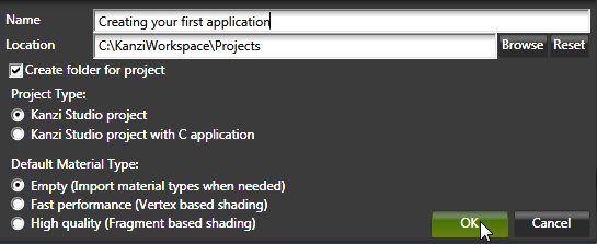 Create a new project and import content