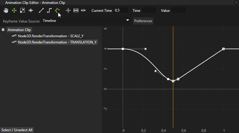 Changing the interpolation mode between keyframes