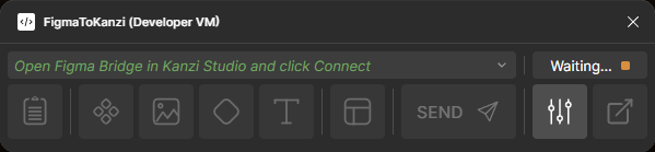 Clipboard mode in the Kanzi Studio plugin showing the per-property checklist of an incoming Clipboard packet