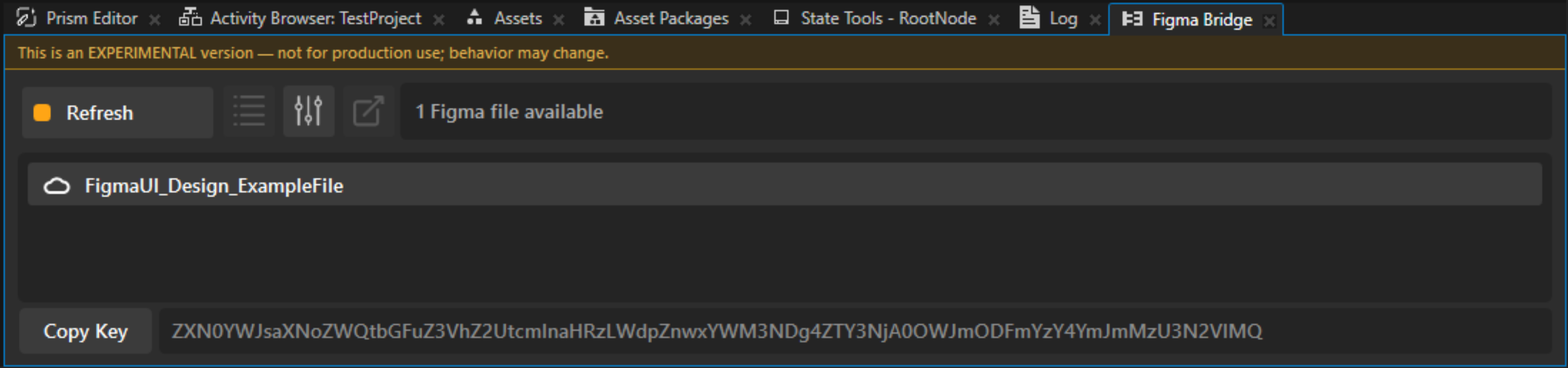 Kanzi Studio plugin in online mode with the tunnel URL and access key visible