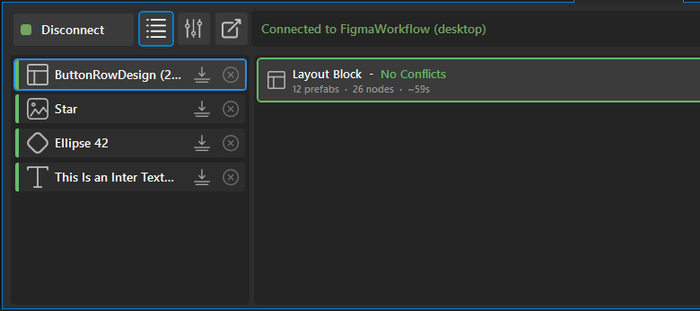 Screenshot of Query mode with several staged blocks in the list