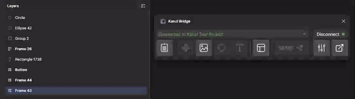 Screen recording of the Figma plugin reacting to different layer selections (the compatible mode buttons enable, the others stay disabled)