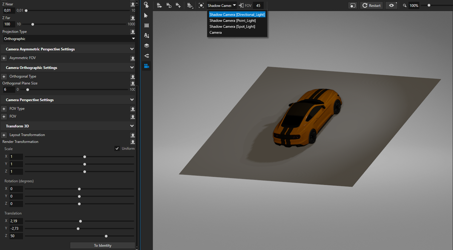 Directional shadow camera view.