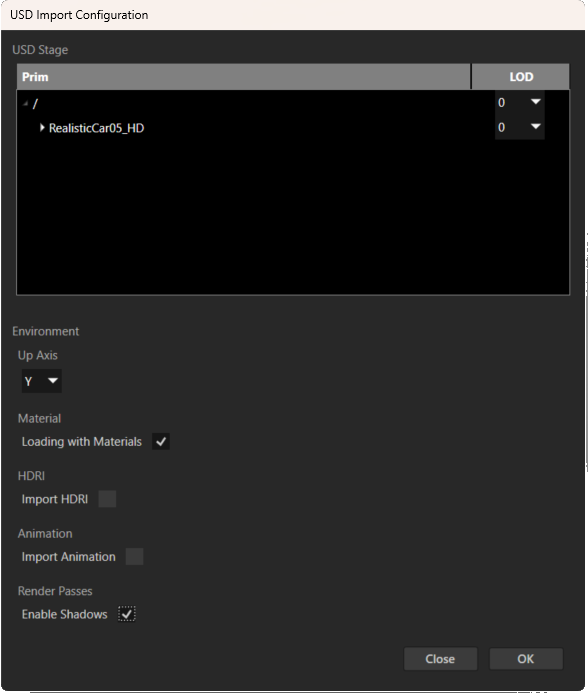 Screenshot of |kui| configuration window with 'Enable Shadows' selected